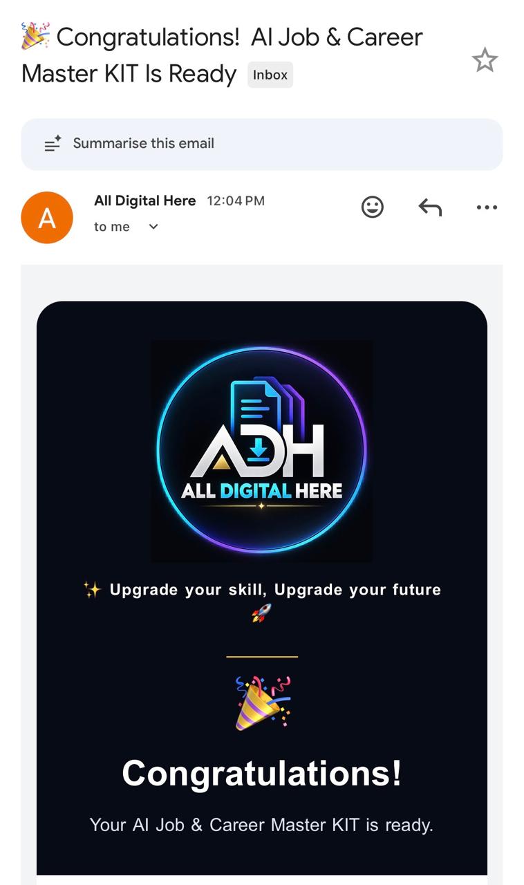 AI Job & Career Master KIT delivery email — part 1