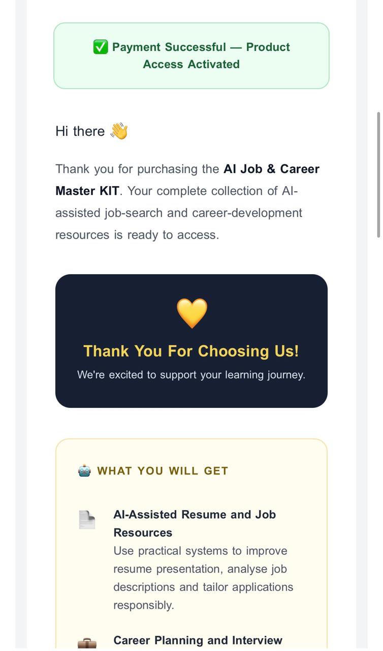 AI Job & Career Master KIT delivery email — part 2