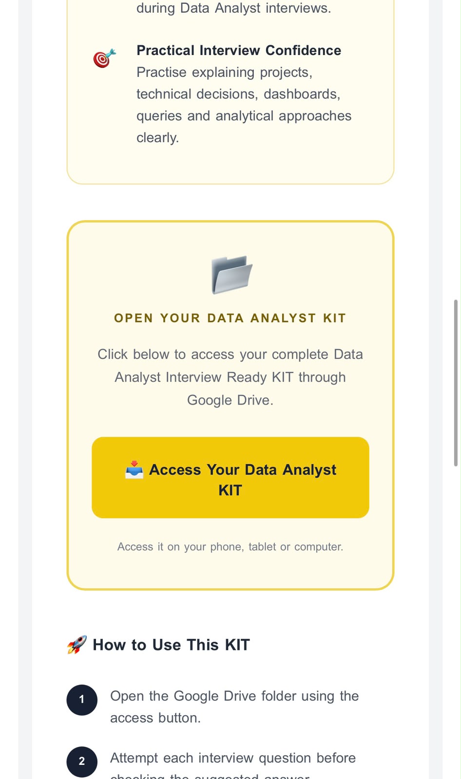 Data Analytics Career Bundle delivery email — part 3