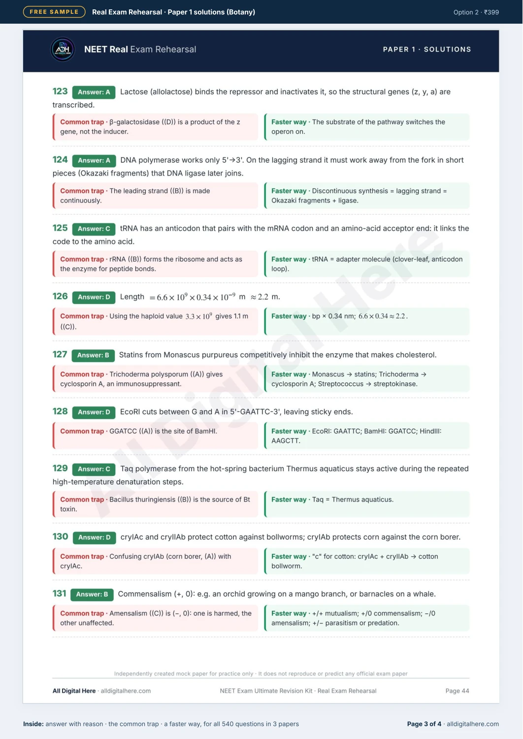 NEET Exam Ultimate Revision Kit sample PDF — page 3 of 4
