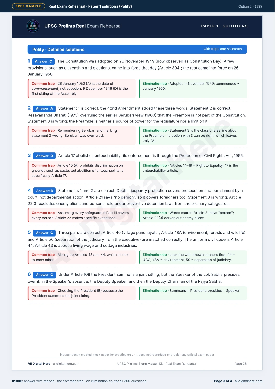 UPSC Prelims Exam Master Kit sample PDF — page 3 of 4